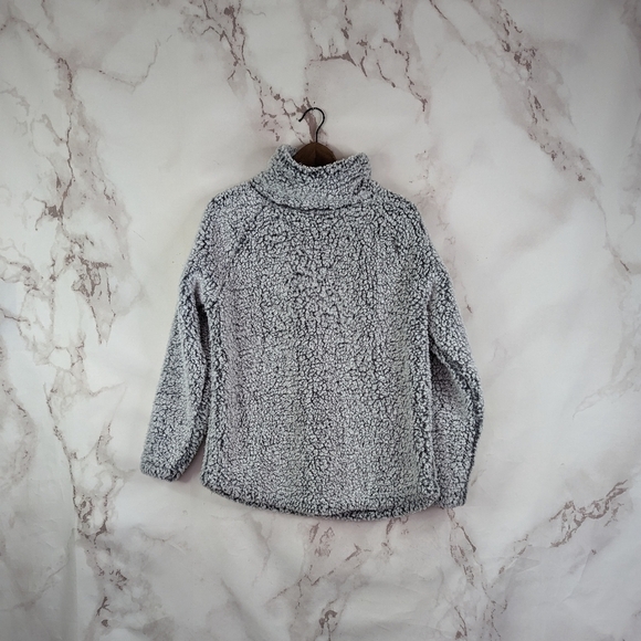 Eddie Bauer Pullover Teddy Small Women Fireside Plush Turtleneck Sweater Gray - Picture 2 of 12